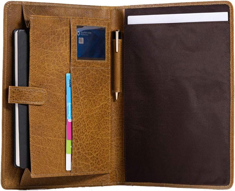 KomalC Leather Business Portfolio Business Personal Organiser Folder Full Grain Leather padfolio by - Image 1